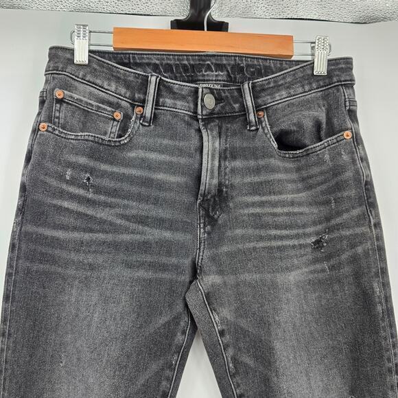 American Eagle Men's Stretch Airflex 360 Distressed Slim Jeans Dark Gray Black - Picture 3 of 14